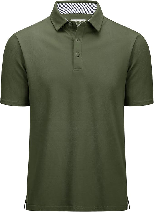MAGCOMSEN Men's Polo Shirts Short Sleeve Cotton Pique 3 Button Classic Fit Casual T-Shirt Performance Golf Shirts