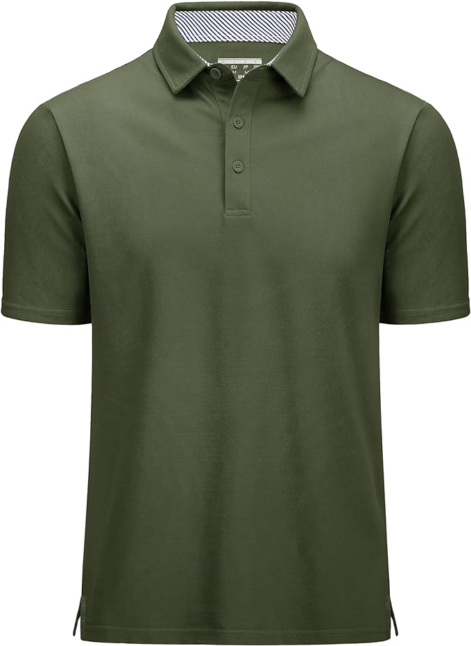 MAGCOMSEN Men's Polo Shirts Short Sleeve Cotton Pique 3 Button Classic Fit Casual T-Shirt Performance Golf Shirts