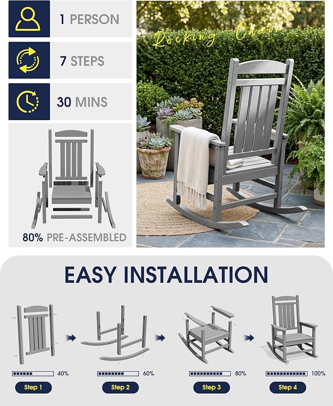 Oversized Outdoor Rocking Chair, Porch Rocker - Image 8