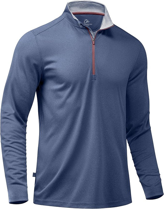 Obla Golf Quarter Zip Pullover for Men Mock Neck Sweatshirt Lightweight Sun Protection Men's Long Sleeve Golf Shirt