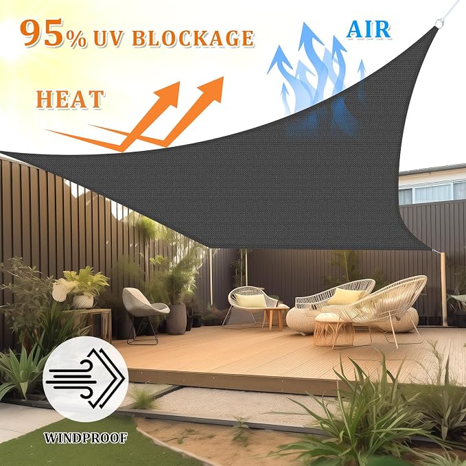 Shade&Beyond 4'x16' Sun Shade Sail Canopy Rectangle, UV Block Breathable Curved - Image 2