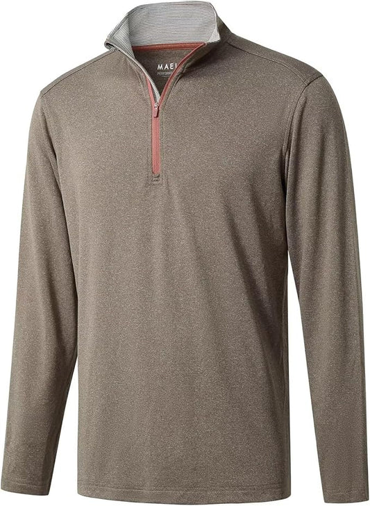 M MAELREG Quarter Zip Golf Pullover Men Dry Fit Long Sleeve Performance Wicking Mock Neck 1/4 Zip Pullover Mens Sweatshirt