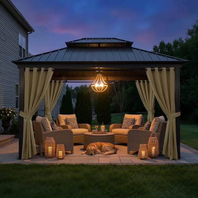 Outdoor Curtains Waterproof W52 x L84 Inch Cream Beige, 1 Panel | Thick Fabric - Image 7