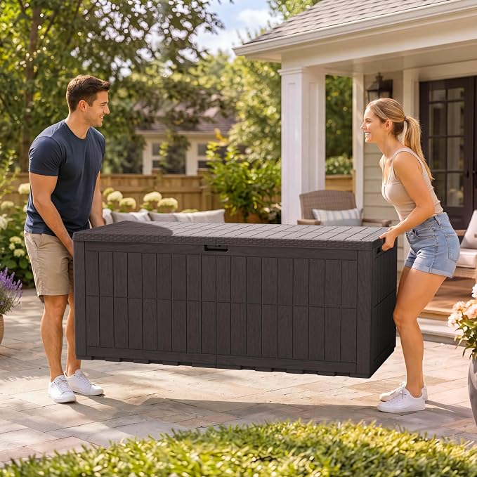 Flamaker 220 Gallon Large Outdoor Storage Box Waterproof, XL Resin Deck Box | - Image 5