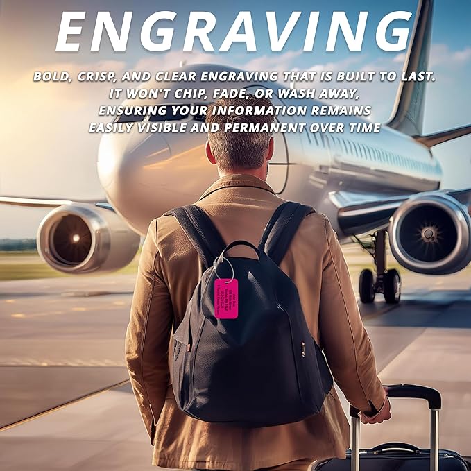 Custom Luggage Tags for Travel – Durable High-Visibility Acrylic Tags for Suitcases, Backpacks, & Luggage Sets, Includes Wire Ring Loop for Easy Attachment