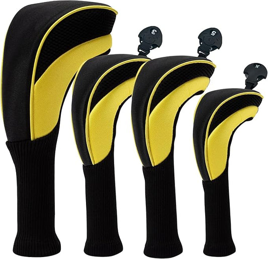 Golf Head Covers for Fairway Woods Driver Hybrids 5 Pieces Nylon Mesh Sports Fan Golf Club Headcovers-Golf Accessories for Men Women.