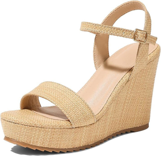 mikarka Women's Espadrille Wedge Sandals: Ankle Strap Platform Open Toe Wedges - Stylish High Heel Dressy Summer Wedges for Women, Inspired by Espadrilles