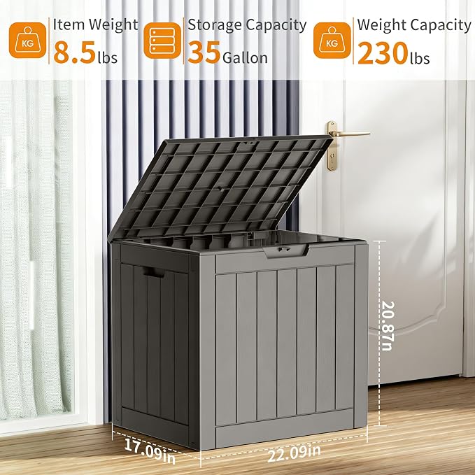 35 Gallon Outdoor Storage Box, Large Resin Deck Box - Image 2