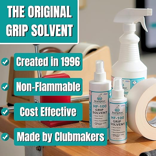 Brampton Ultimate Grip Kit for GolF Club Regripping - 30 Premium 2"x10" Golf Grip Tape Strips, Hook Knife, Rubber Vise Clamp, & 8 oz HF-100 Non-Toxic, Non-Flammable, Odorless Golf Club Grip Solvent