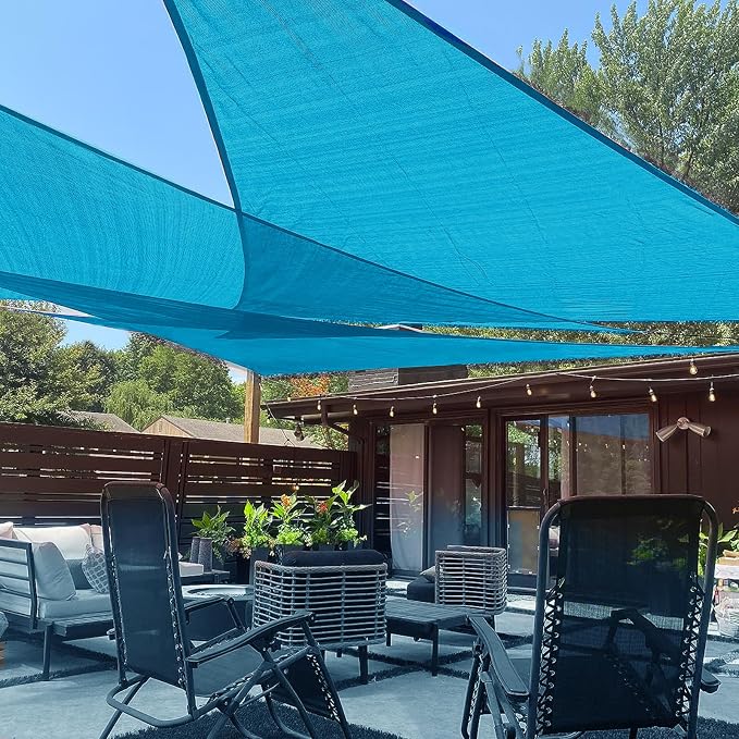LOVE STORY Custom Size 13' x 13' x 13' Sun Shade Sail, Turquoise Blue | HDPE by LOVESTORY