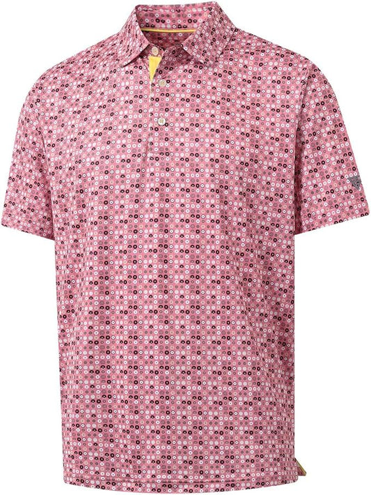 M MAELREG Mens Golf Shirt Short Sleeve Dry Fit Print Moisture Wicking Performance Patterns Collared Polo Shirt
