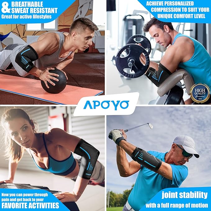 APOYO Elbow Brace for Tendonitis and Tennis Elbow, (Pair) Compression Sleeve for Arthritis, Workouts, Reduce Joint Pain During Fitness Activity (XX-Large)