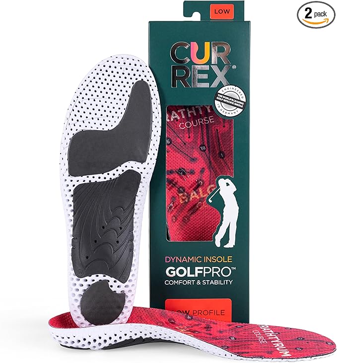 CURREX GolfPro Insoles for Golf Shoes – Arch Support Inserts to Improve Balance, Stability, Comfort & Performance, Help with Foot & Heel Pain Relief – for Men & Women – Low Arch, XL