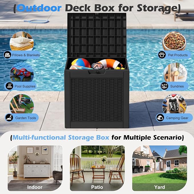 Outdoor Storage Box, 31 Gallon Resin Deck Boxes Outdoor Waterproof - Image 3