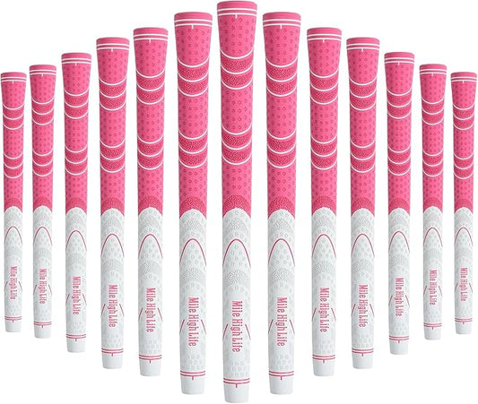 Mile High Life Golf Grips 13 Pack / 3 Pack - All-Weather Soft Rubber Golf Club Grips - High Shock Absorption, Enhanced Traction - Standard, Midsize & Jumbo Size (Core 0.58"-0.61")