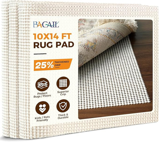 BAGAIL BASICS 10 x 14 FT Rug Pad Gripper for Hardwood Floors, Non Slip Rug Pads for Area Rugs, Extra Thick Under Rug Padding, Protect Your Rugs & Floors