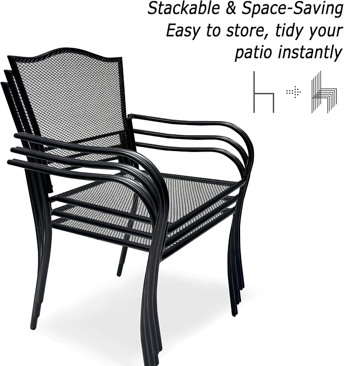 Patio Dining Chairs Set of 2, Metal Mesh Patio Furniture Set - Image 4