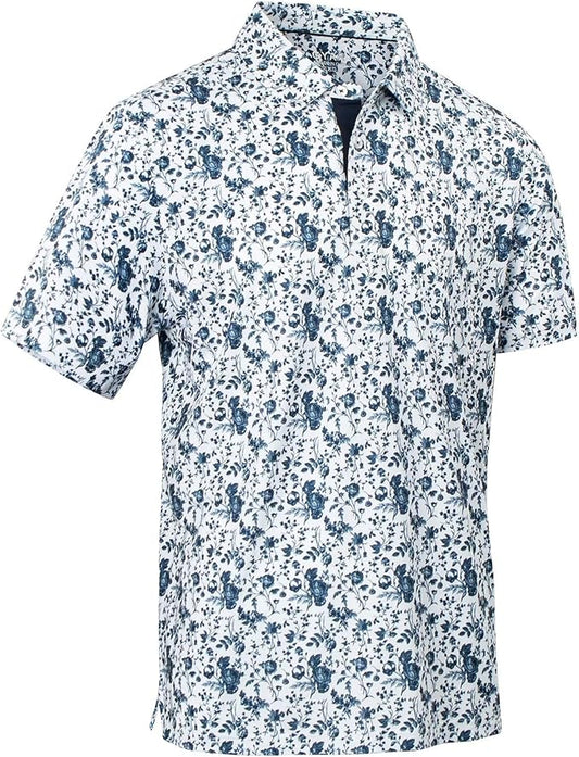 Mens Golf Shirts Quick Dry Moisture Wicking Casual Short Sleeve Performance Athletic Print Collared Stylish Men Polo Shirt