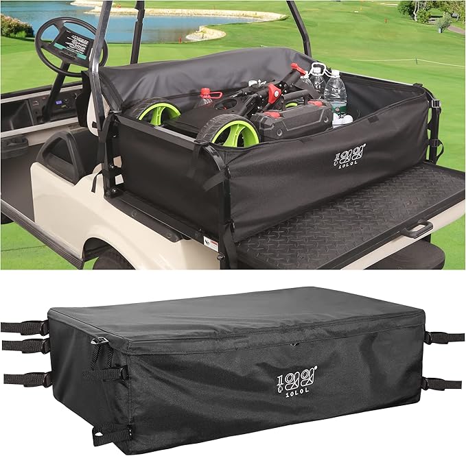 10L0L 4-Passenger Golf Cart Storage Bag, 800D PVC Dustproof Rear Bench Bag for Yamaha, EZGO, Club Car, No Drilling Required, Grocery Organizer with Secure Buckles
