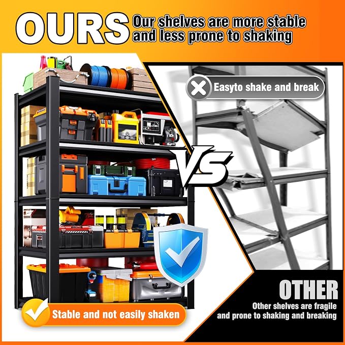 72''H 35''W Storage Shelves Garage Shelving, Adjustable Garage Shelves - Image 7