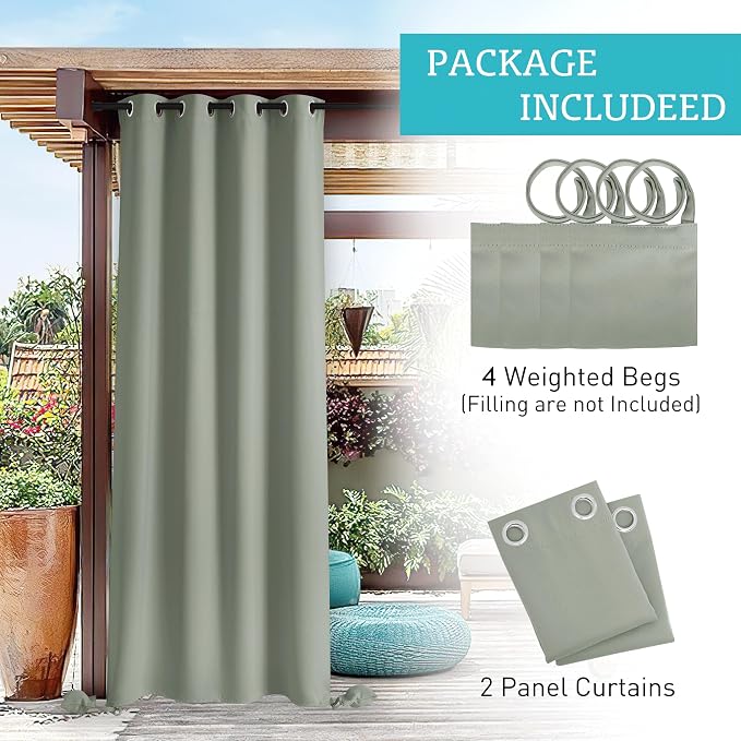 RYB HOME Outdoor Curtains for Patio Waterproof, Windproof - Image 7