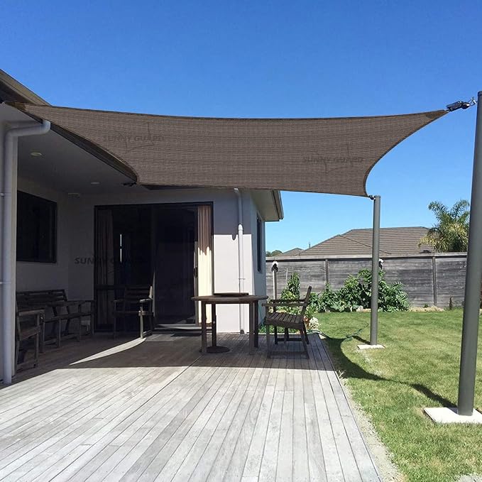 SUNNY GUARD Custom Size 17'x18' Rectangle Brown UV Block Sunshade by SUNNYGUARD