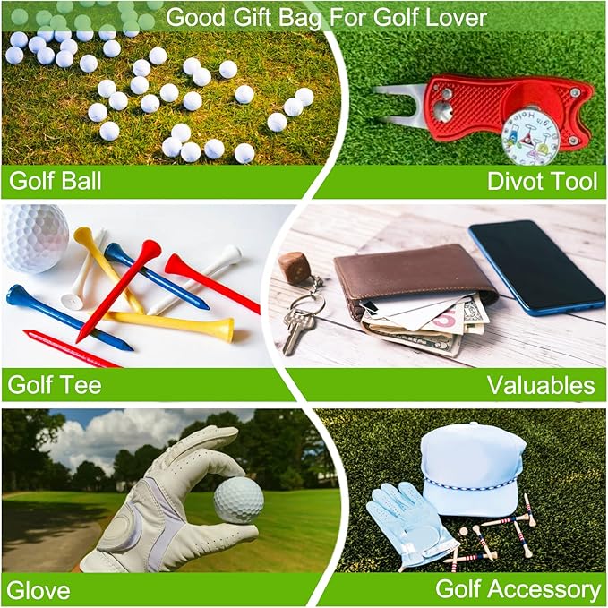 Golf Ball Pouch Tee Holder Belt Waist Bag Leather Golf Ball Bag Pouch Zippered Golf Pouch Golf Accessory Pouch