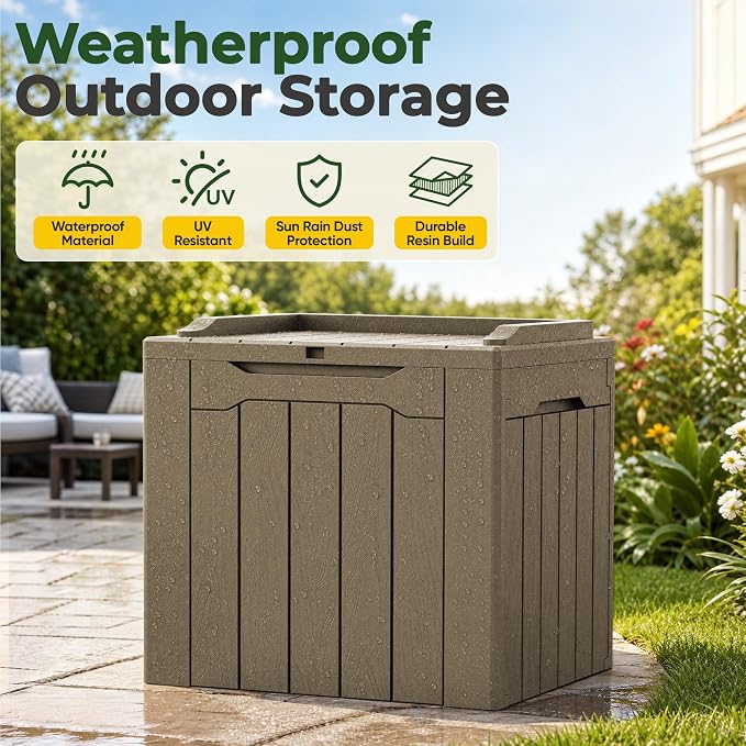 Flamaker Deck Box 31 Gallon Waterproof Resin Small Storage Box - Image 6