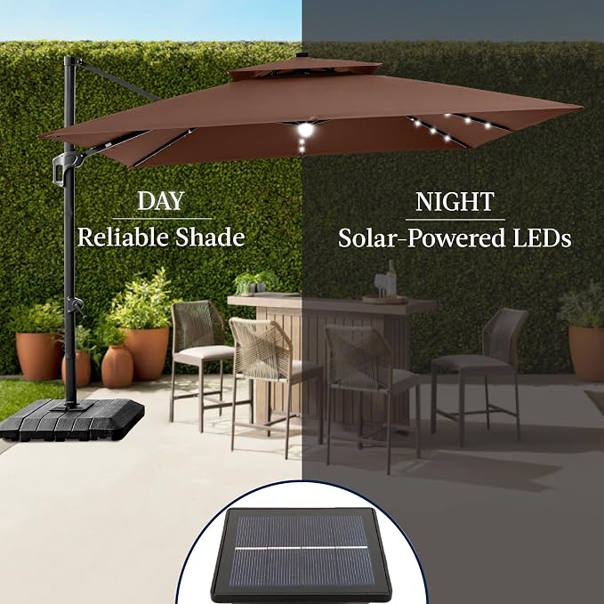 Best Choice Products 9x12ft LED Cantilever Patio Umbrella w/Base Included & - Image 6