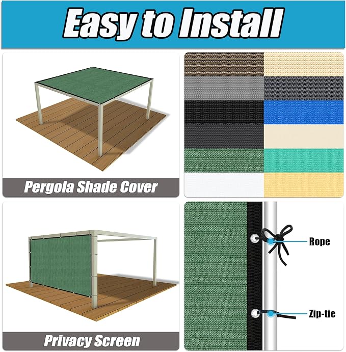 Amagenix 90% Pergola Shade Cover 5' X 8' Sun Shade Cloth - Image 4