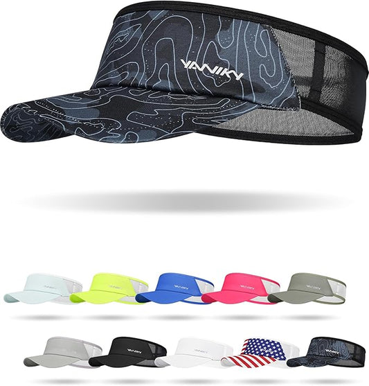 Sports Sun Visor Hats for Women Men Lightweight Breathable Cooling Stretchy Visors Foldable UPF 50+ for Running Tennis Golf