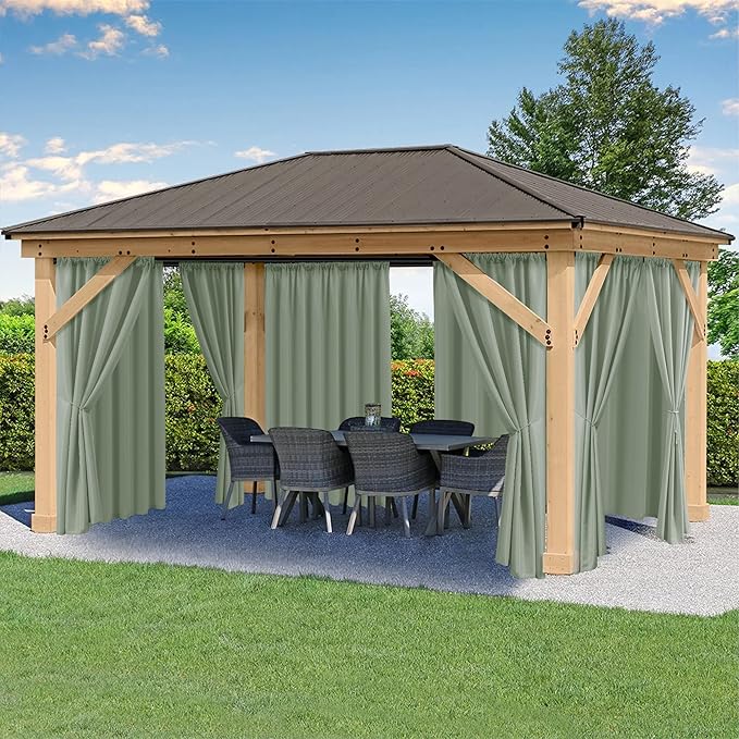 Outdoor Curtains for Patio Waterproof Rod Pocket 4 Pcs 54x95 Sage Green | by HolidayIdeas