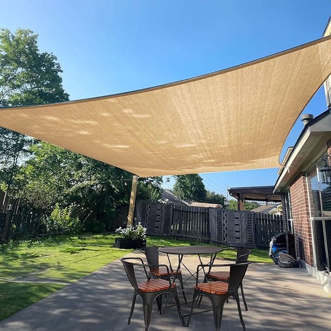 Sun Shade Sail 10' x 13' Sand Rectangle UV Block Shade Cover | Outdoor sun by SUNLAX