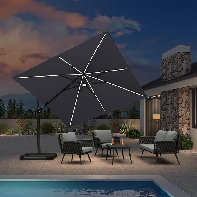 PURPLE LEAF Patio Umbrella Left-right Tilt 10FT by PURPLELEAF