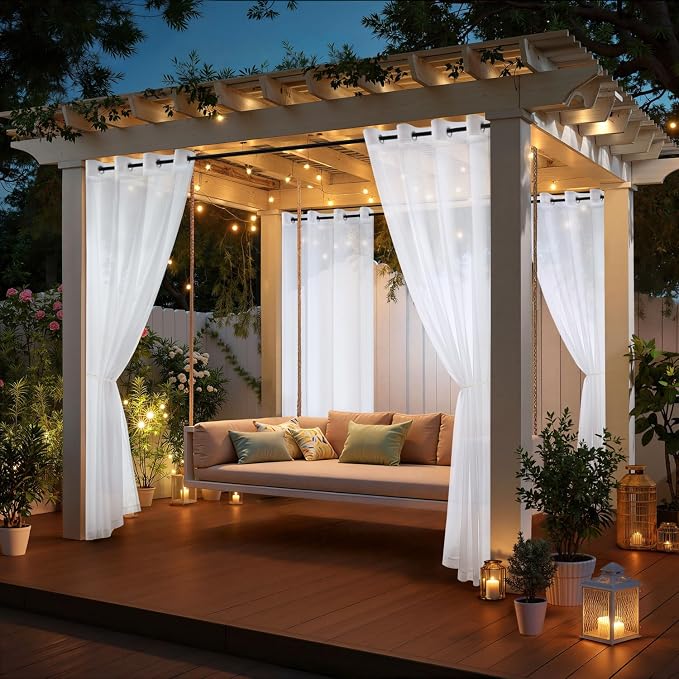 MIULEE White Outdoor Curtain for Patio Waterproof 4 Panels 54 x 90 Inch | - Image 5