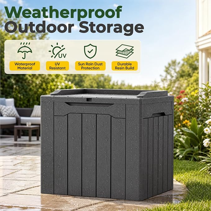 Flamaker Deck Box 31 Gallon Waterproof Resin Small Storage Box - Image 6