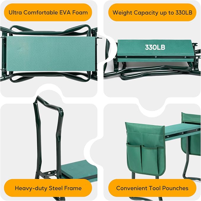 Simple Deluxe Garden Kneeler and Seat, Foldable Kneeling Stool - Image 6