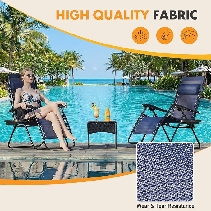 NEWBULIG Zero Gravity Chairs Set of 2, Lounge Chair Folding Portable Adjustable - Image 5