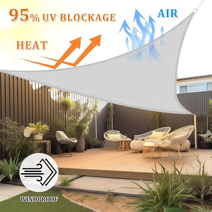 Shade&Beyond Custom Sun Shade Sail 17'x18'x24.8' Triangle Sun Sail Shades Patio - Image 2