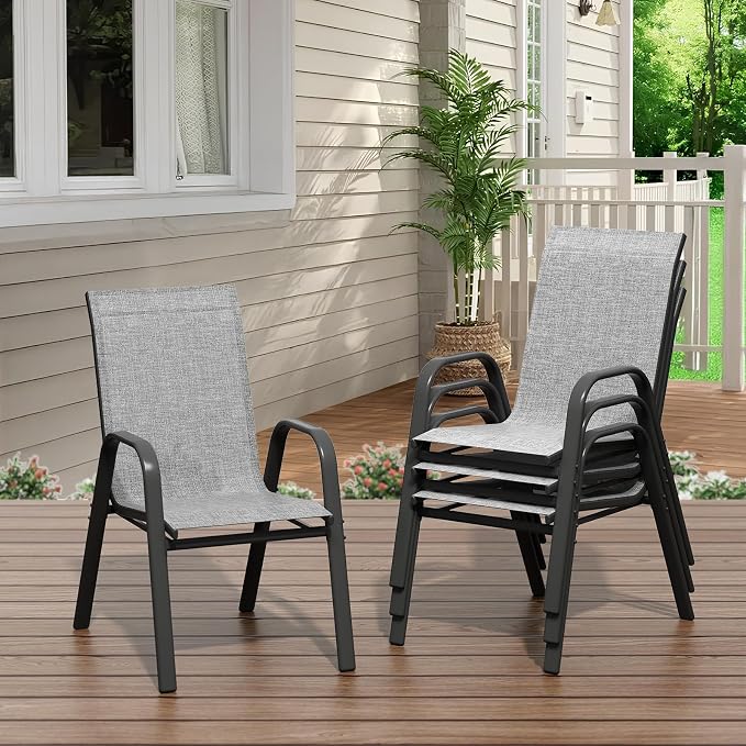 Garvee Patio Chairs Set of 4, Stackable Chairs - Image 7