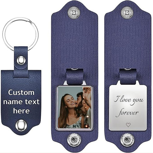 Custom Keychains with Picture Personalized Photo Logo Text Customized Key Chain for Boyfriend Dad Men Women Gifts
