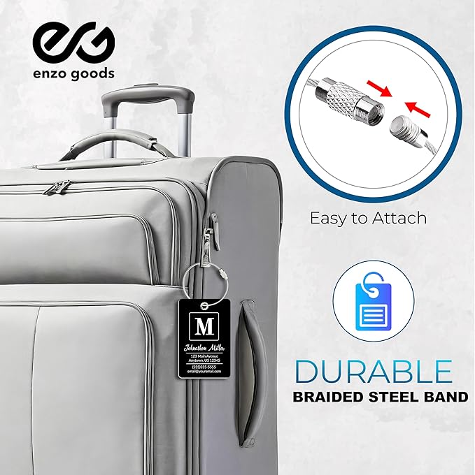 Personalized Luggage Tag | 2 Pack | Custom Luggage Tags for Suitcases | Kids Backpack Tag | 10 Color Options & Choose Font, Font Color