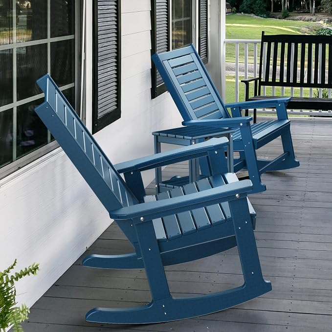GREENVINES Outdoor Rocking Chairs Set, 2 Rockers w/ 1 Side Table - Image 6