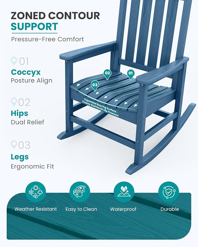 SERWALL Outdoor Rocking Chair, Oversized Rocking Chair - Image 5