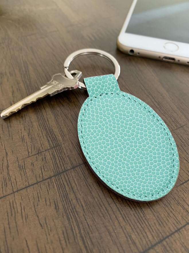 LaserGram Oval Keychain, Off Road Racer, Personalized Engraving Included (Basketball Teal)