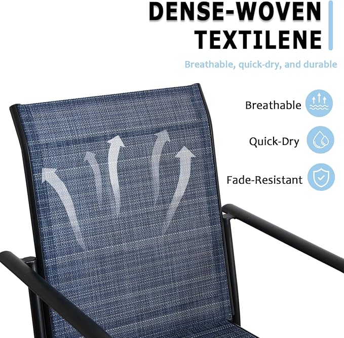 Stackable Patio Chairs Set of 4, Outdoor Dining Chairs - Image 6