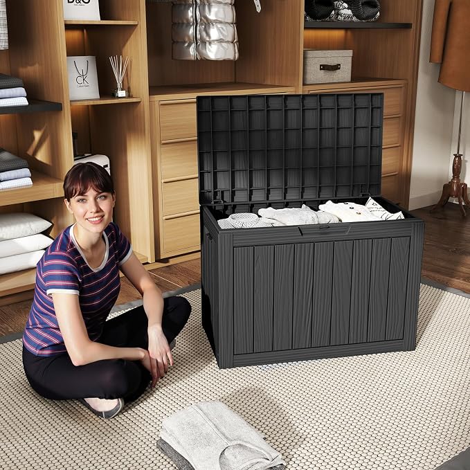 56 Gallon Outdoor Storage Box Waterproof UV Resistant Deck Box | Lockable - Image 3