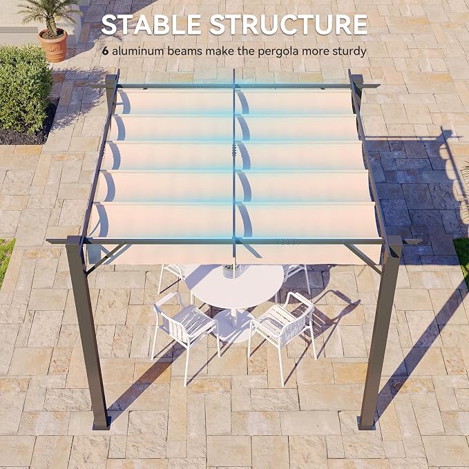 Aoxun 10'x10' Retractable Pergola - Image 6
