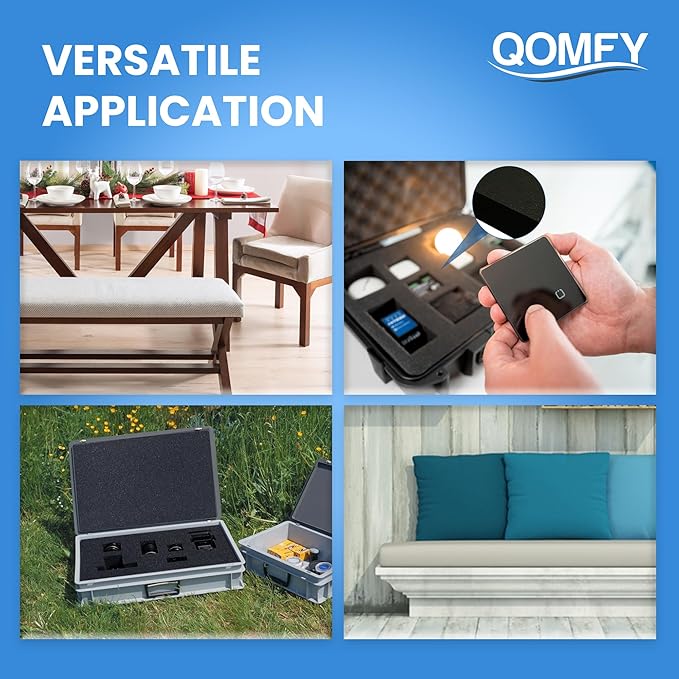 QOMFY 2" Height x 18" Width x 24" Length Charcoal Upholstery Foam Sheet | Made in USA | Multi-Purpose Foam for Upholstery, DIY, Packaging & Acoustic Projects