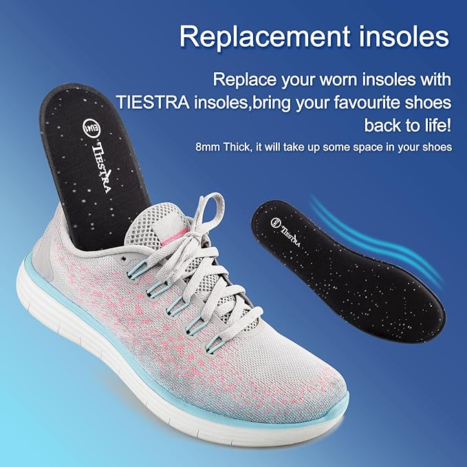 3 Pair -Shoe Inserts for Womens Memory Foam Insoles,Replacement Insoles for Work Boots Running Shoes, Cushion Shock Absorbing for Foot Pain Relief, Comfort Breathable Inner Soles Black 38EU,US7